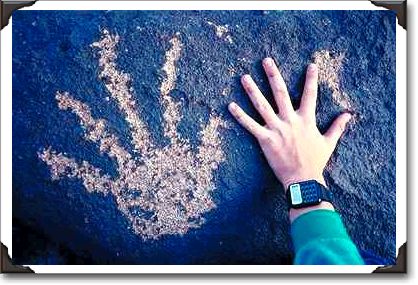 Prehistoric hand petroglyph, Picture Rocks State Park