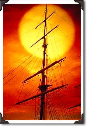 Sunset and mystic mast, Connecticut