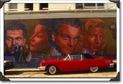 Hollywood legends mural on Hollywood Blvd., California