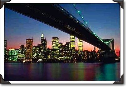 City skyline bridge, New York City