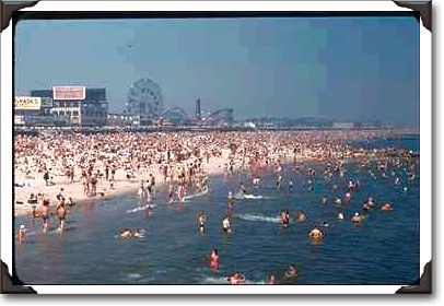 Crowded beach, Coney Island, New York
