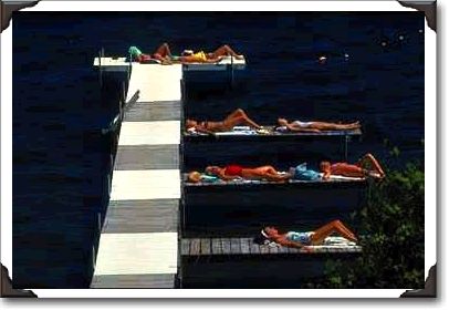 Sunbathers on Lake Chautauqua, New York