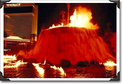 Colorful volcanic eruption, Mirage Hotel, Las Vegas