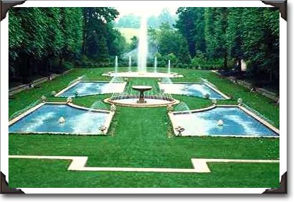 Fountains of Italian water garden, Longwood Gardens, PA Photo