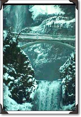 Winter bridge, Multnomah Falls, Oregon