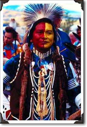 Indian Dancer in full costume, Cody, Wyoming