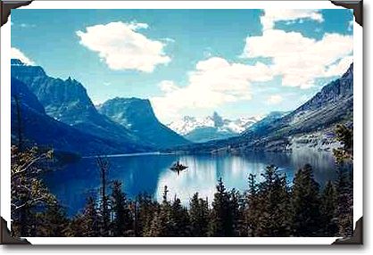 Rocky Mountain lake view, Glacier National Park, Montana