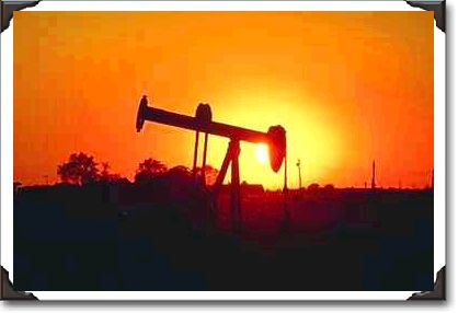 Oil well pump at sunset, Illinois
