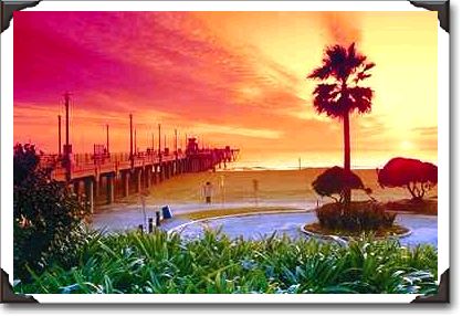 Sunset, Huntington Beach pier, California