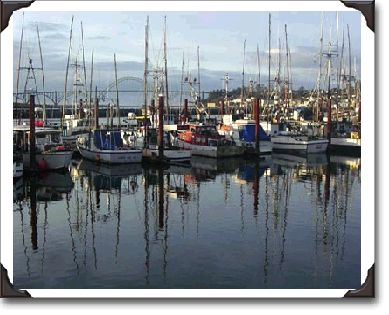Newport, Oregon fishing boat harbor.