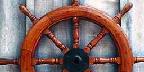 Ship's nautical wheel, Camden, Maine