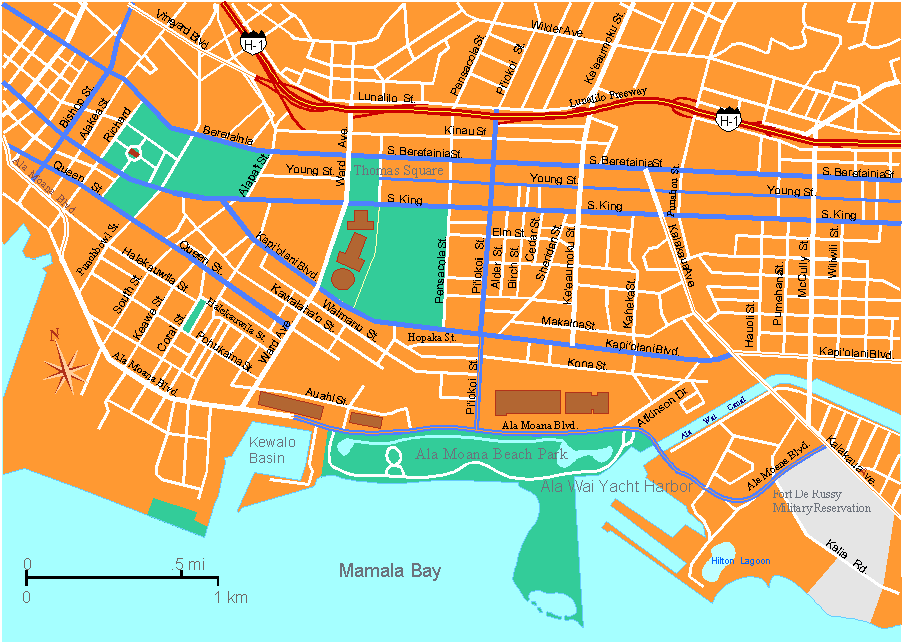 Honolulu Map, Hawaii