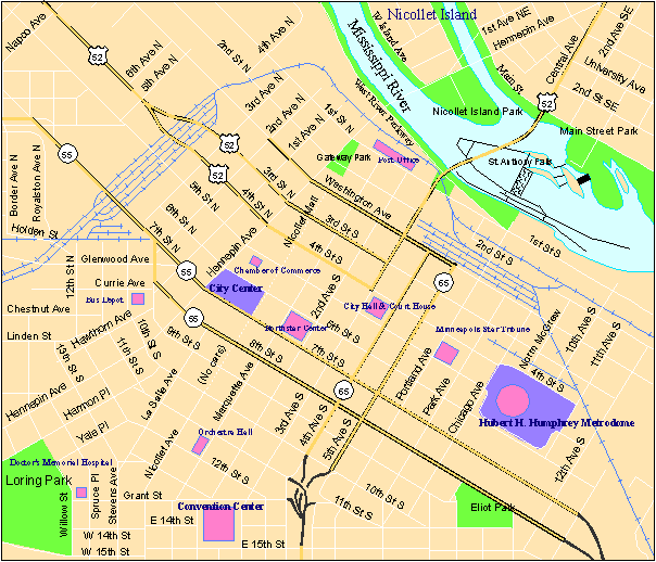 Minneapolis Map, Minnesota