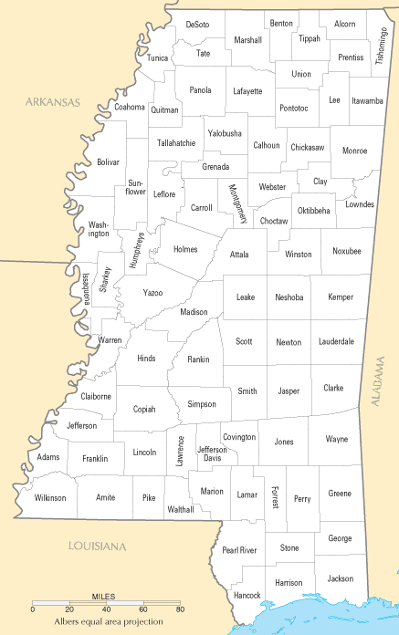 Mississippi Counties Map