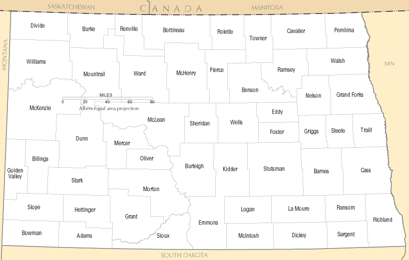 North Dakota Counties Map