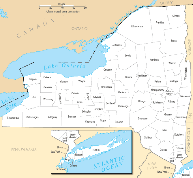 New York Counties Map