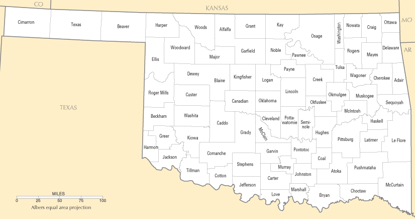 Oklahoma Counties Map