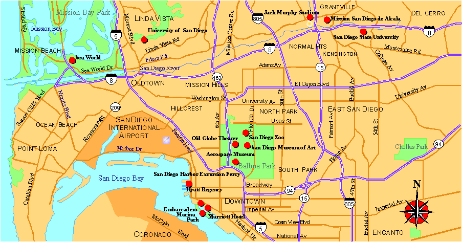 San Diego Map, California