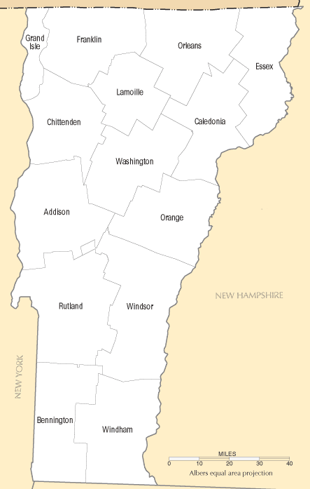 Vermont Counties Map