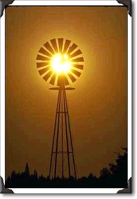 Sun and windmill, eastern Washington