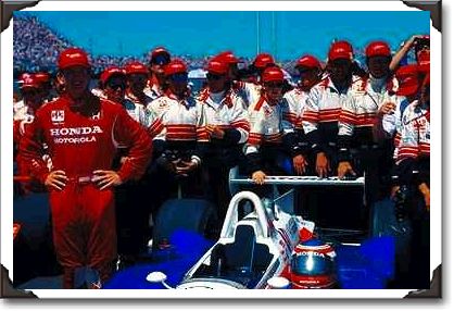 Parker Johnstone and crew, 1995 Marlboro 500, Michigan