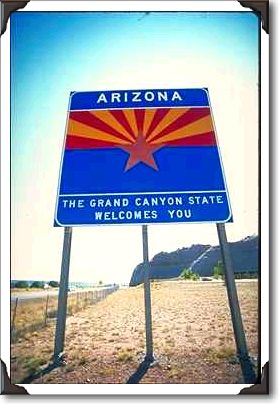 Welcome to Arizona sign at Lupton, Arizona