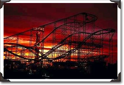 Roller coaster at dusk, Pima County Fair, Arizona