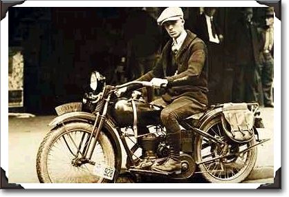 Drugstore delivery boy, Harley Davidson, Washington, circa 1926