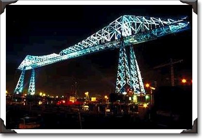 Transporter Bridge at night, Cleveland, Ohio