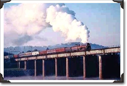 Norfolk &  Western No. 611 crosses the Tennessee River , Chattanooga