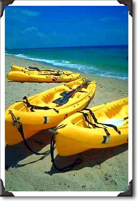 Sea dive kayaks on beach, Fort Lauderdale, Florida