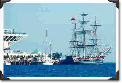 Replica of "Bounty" tied up at the pier, Florida