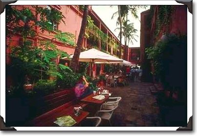Dining at a sidewalk cafe in Charlotte Amalie, St. Thomas