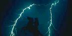 Desert night rider with lightning, Arizona