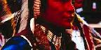 Indian dancer in full costume, Cody, Wyoming