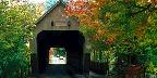 Covered bridge, with fall foliage, Woodstock, Vermont