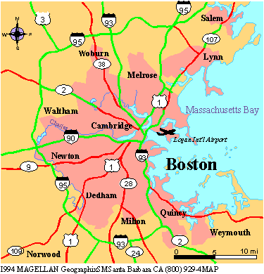 Boston Metro Map, Massachusetts