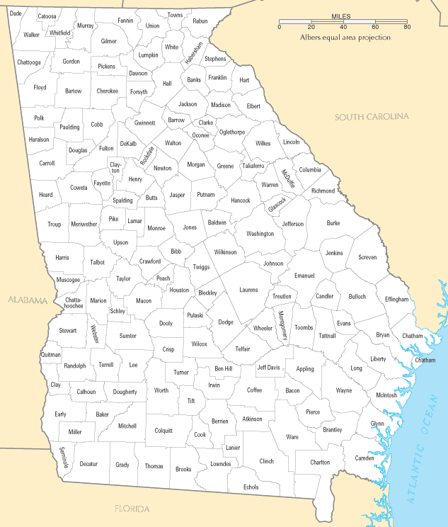 Georgia Counties Map - Listings United States
