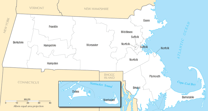 Massachusetts Counties Map