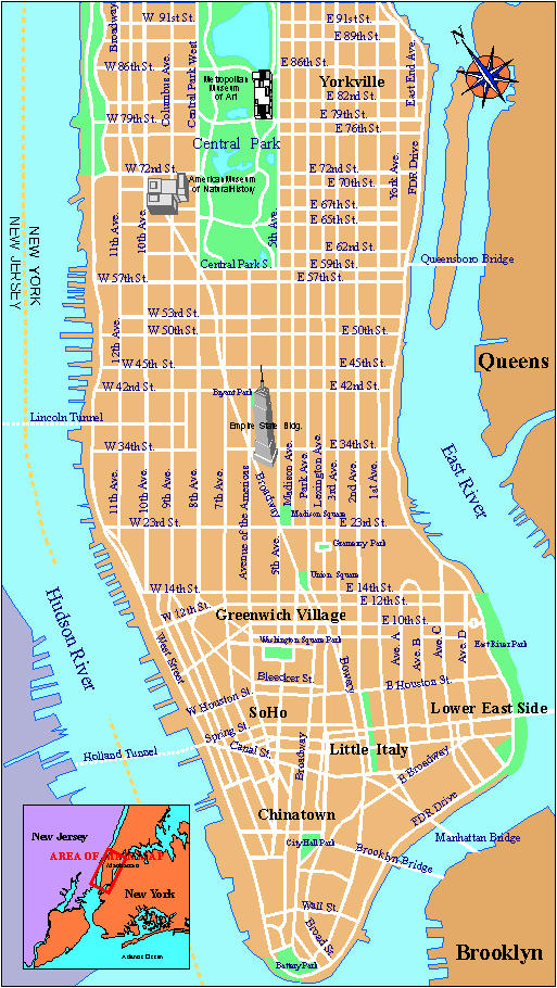 Manhattan Map, New York