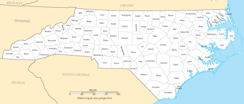 North Carolina Counties Map