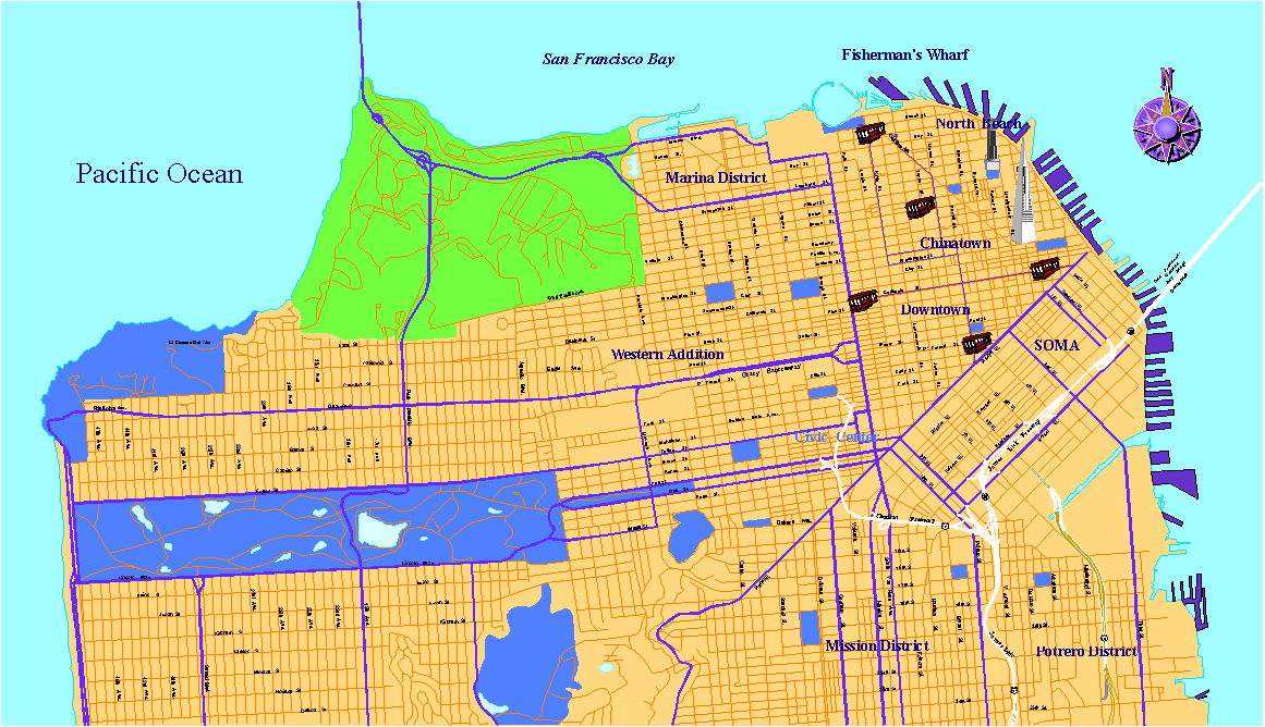 San Franscisco (large) Map, California