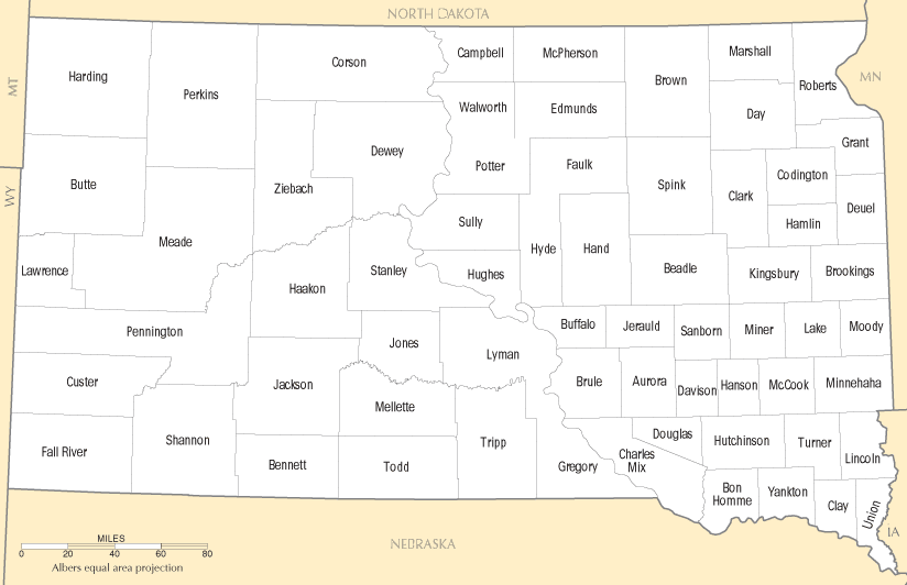South Dakota Counties Map