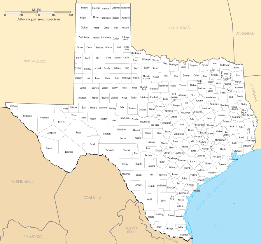 Texas Counties Map